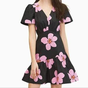 Kate  Spade  Grand  Flora Dress Pink & Black Floral Mini Dress Size 10 VGUC